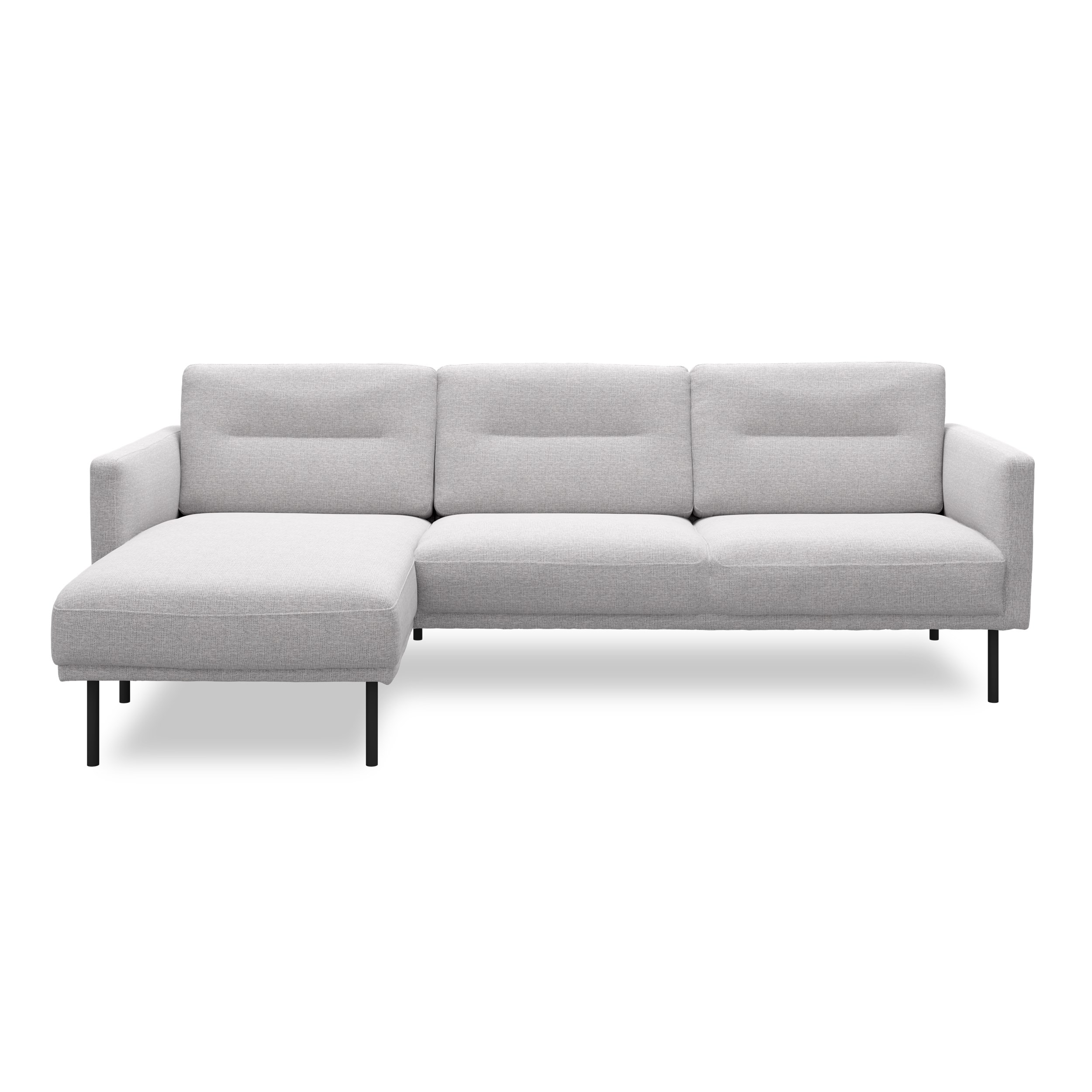 Larvik venstrevendt sofa med chaiselong - Hampton 372 Light grey stof og ben i sortlakeret metal
