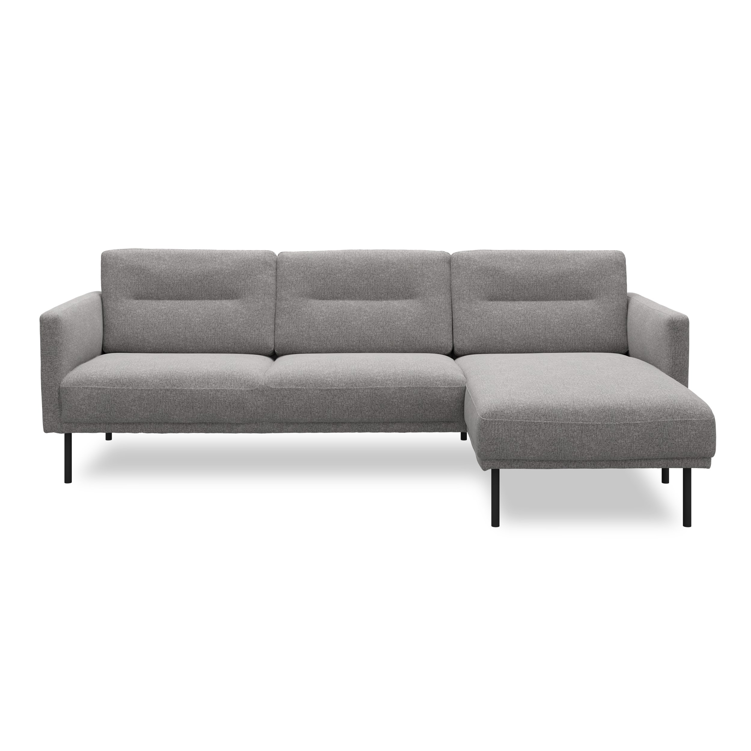 Larvik højrevendt sofa med chaiselong - Hampton 371 Grey stof og ben i sortlakeret metal