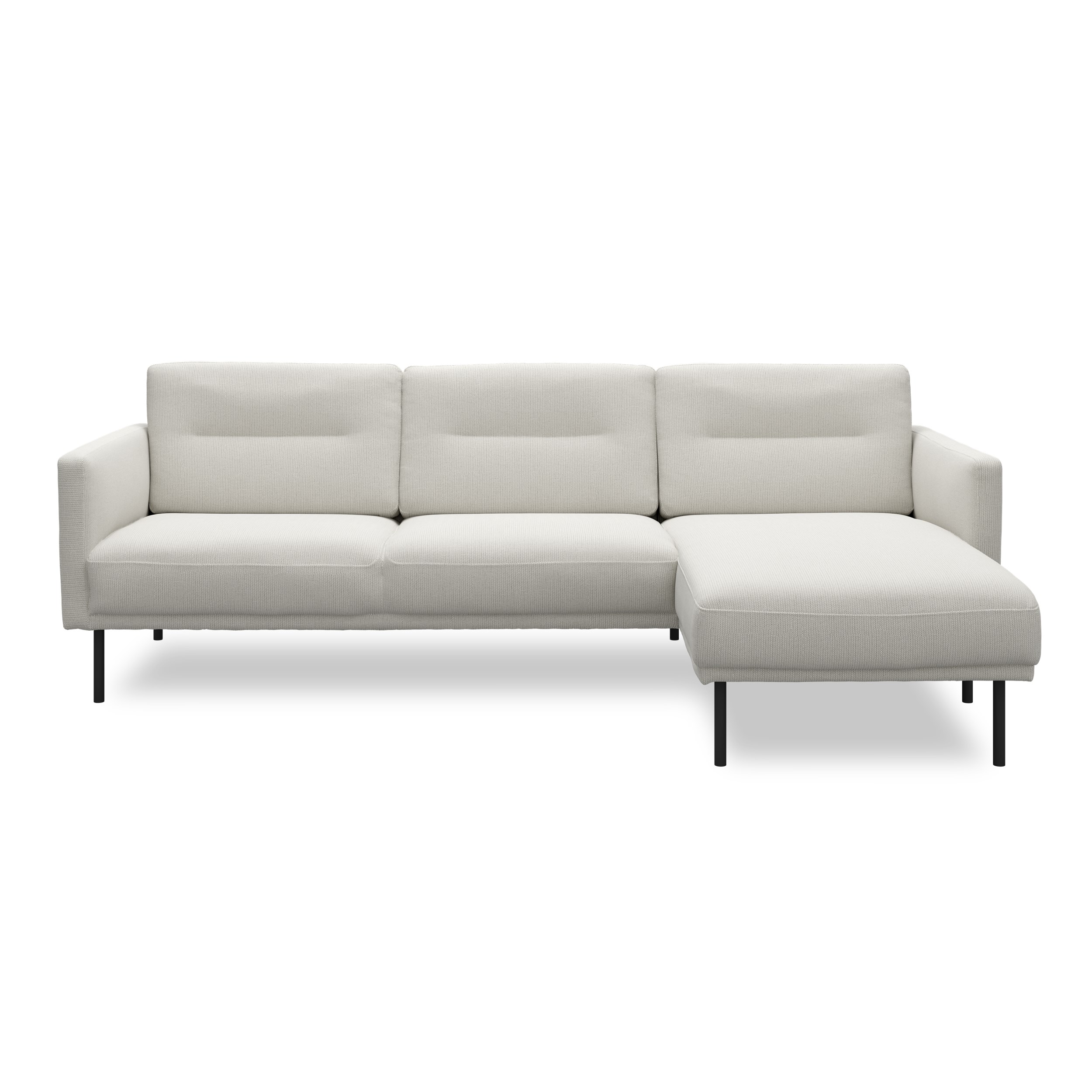Larvik højrevendt sofa med chaiselong - Hampton 374 Beige stof og ben i sortlakeret metal