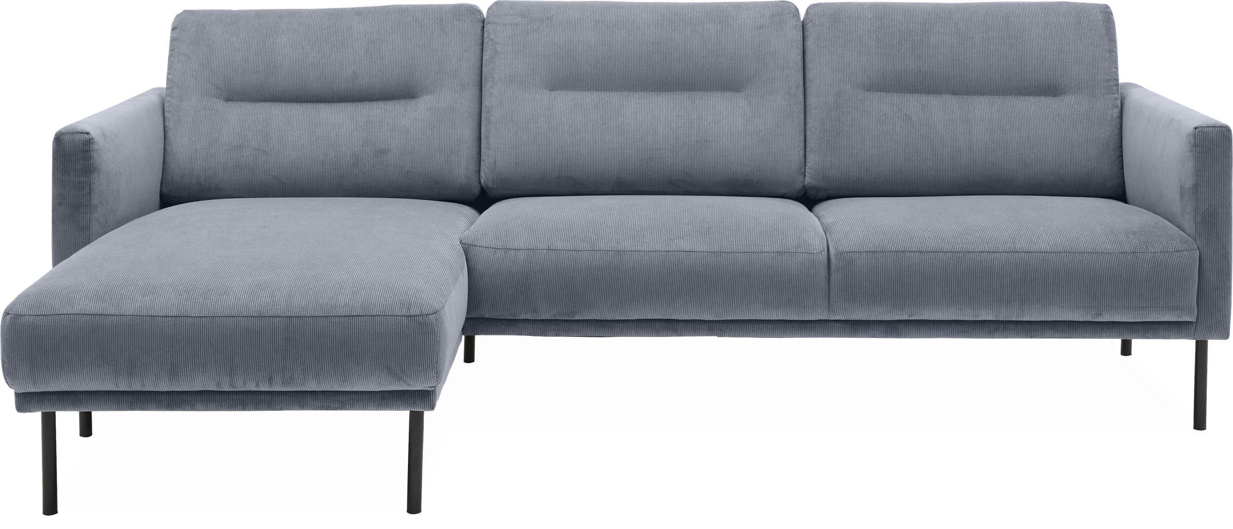Larvik venstrevendt sofa med chaiselong - Wave 40 Slate grey stof og ben i sortlakeret metal