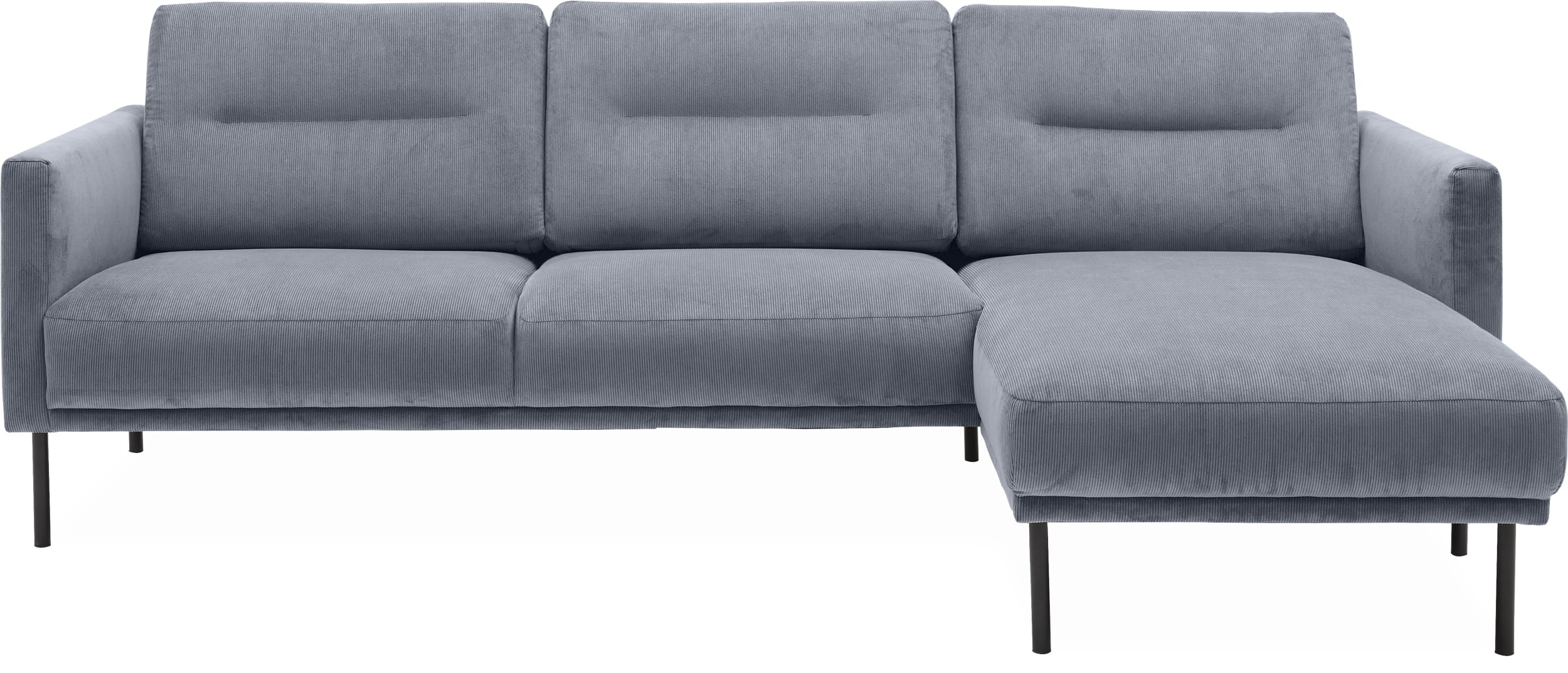 Larvik højrevendt sofa med chaiselong - Wave 40 Slate grey stof og ben i sortlakeret metal
