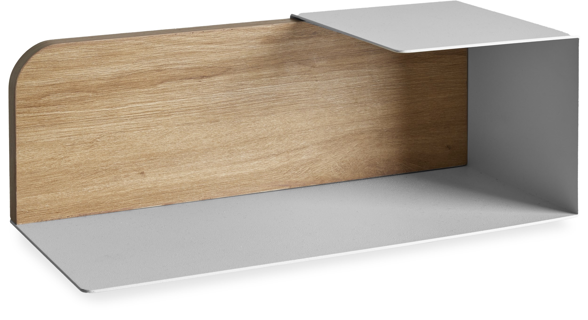 Frame Sengebord - Hvid pulverlakeret metal og bagplade i eg melamin