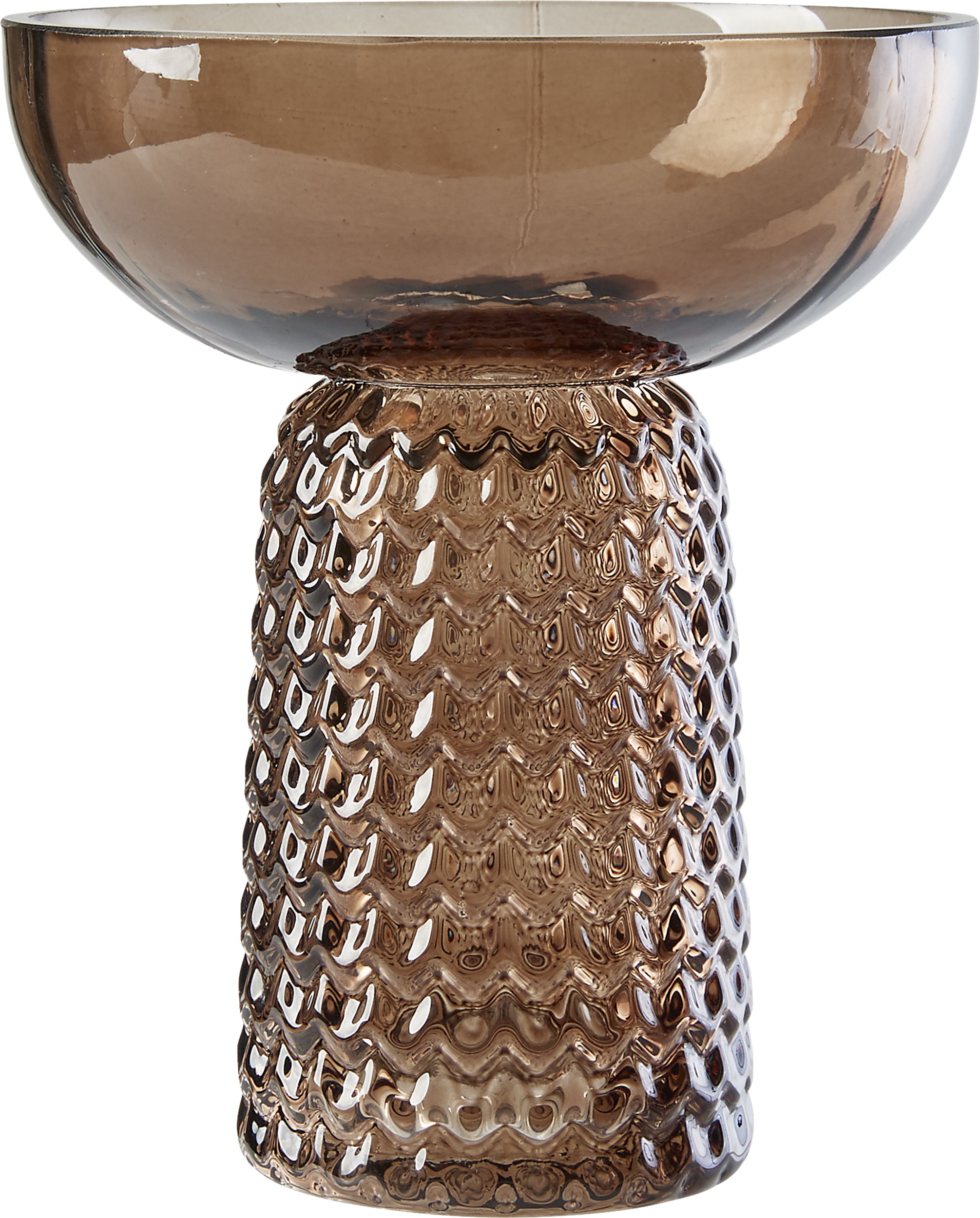 Nomi Vase 14 x 11,5 cm - Taupe farvet glas