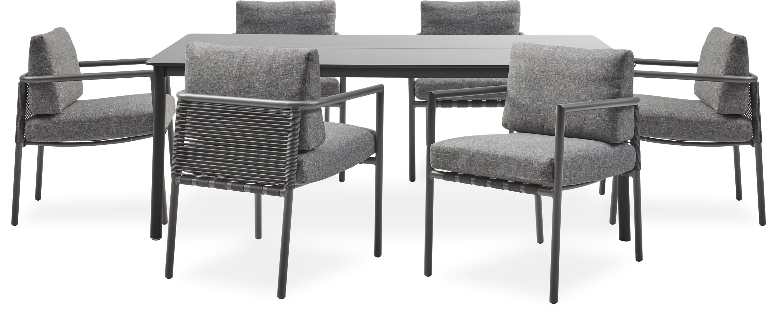 Horizon Havesæt med 1 bord grå + 6 stole sort