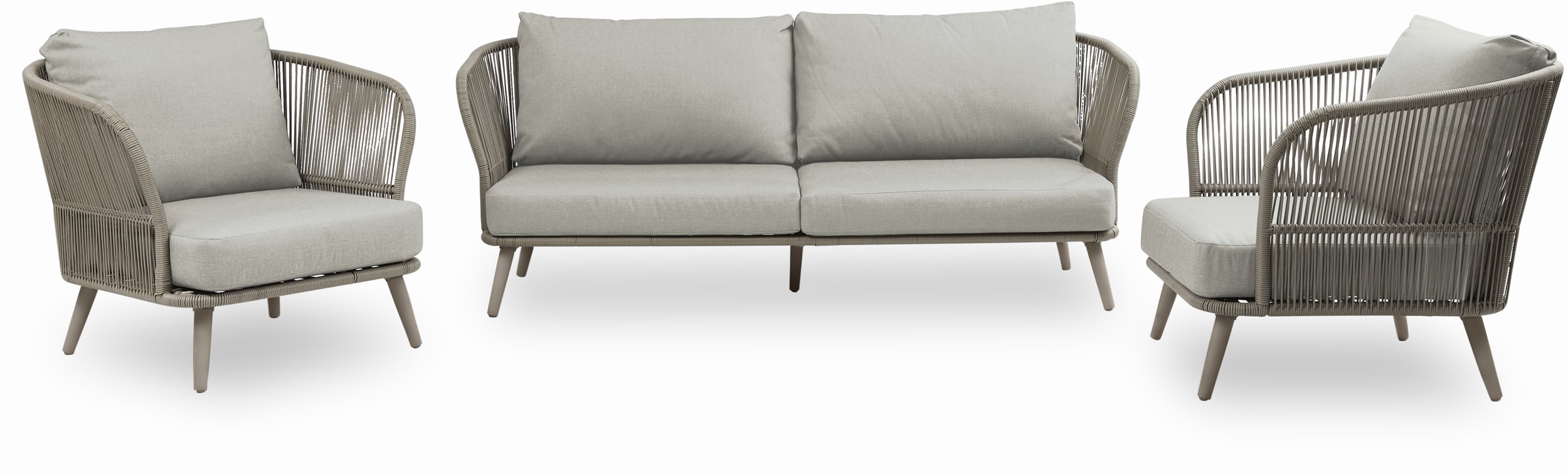 Kumo Loungehavesæt med 1 sofa + 2 hvilestole taupefarvet