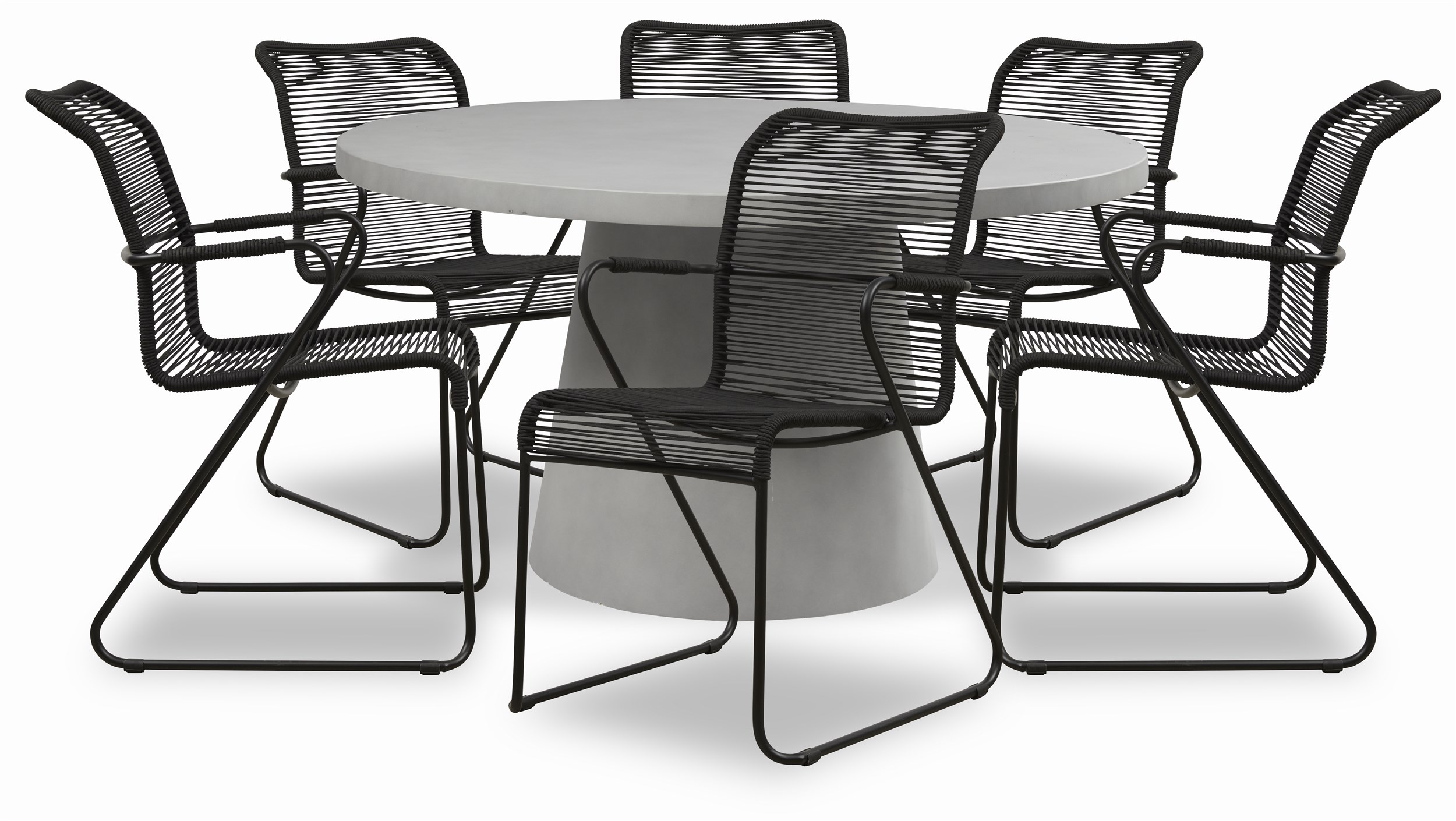 Somero Havesæt med 1 bord grå + 6 stole sort