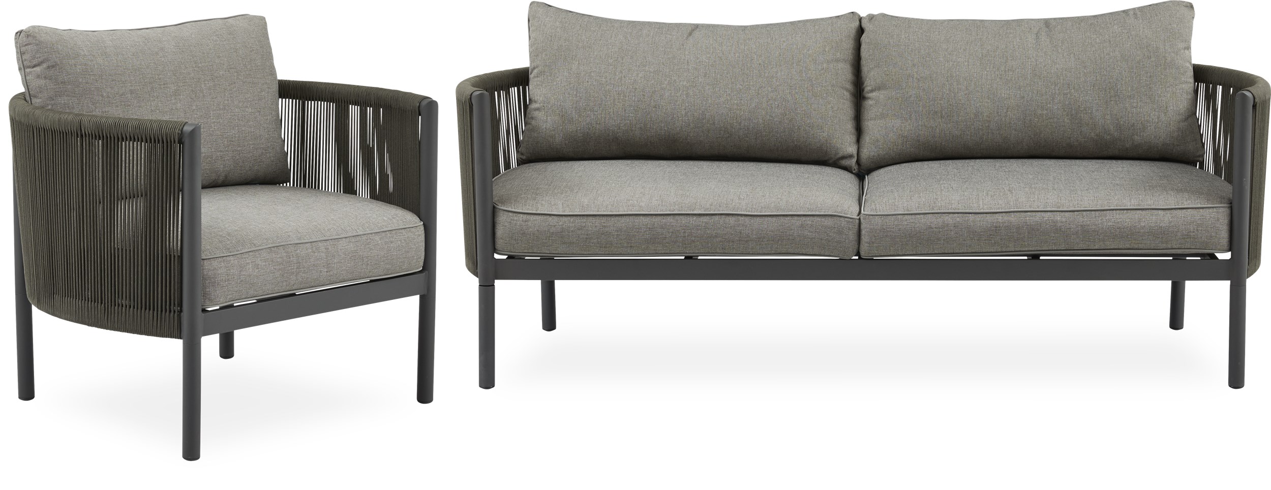 Nerissa Loungehavesæt med 1 sofa + 1 hvilestol grågrøn