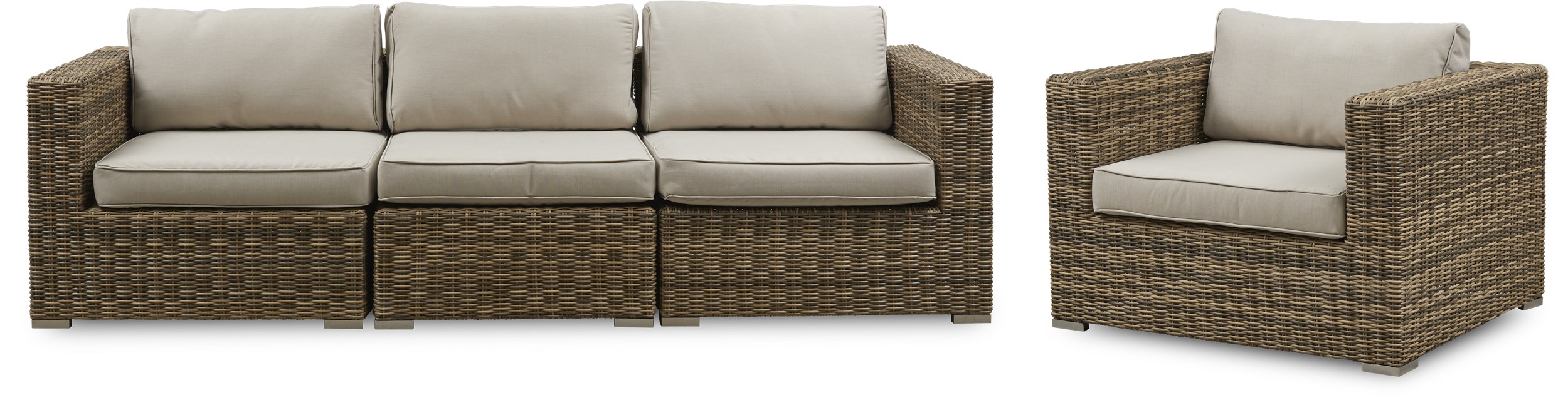 Calvi Loungehavesæt med 1 sofa + 1 hvilestol naturfarvet