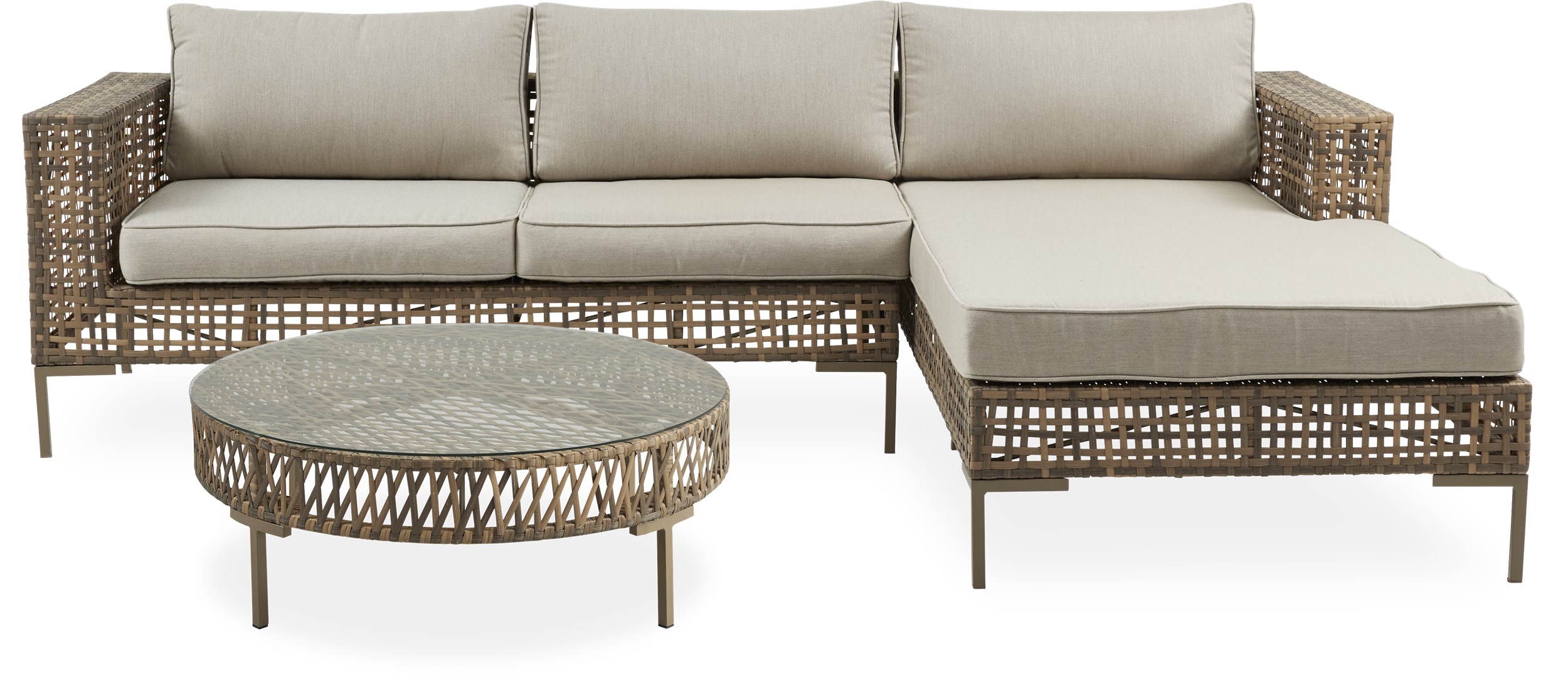 Serino Loungehavesæt med 1 sofa og 1 bord naturfarvet