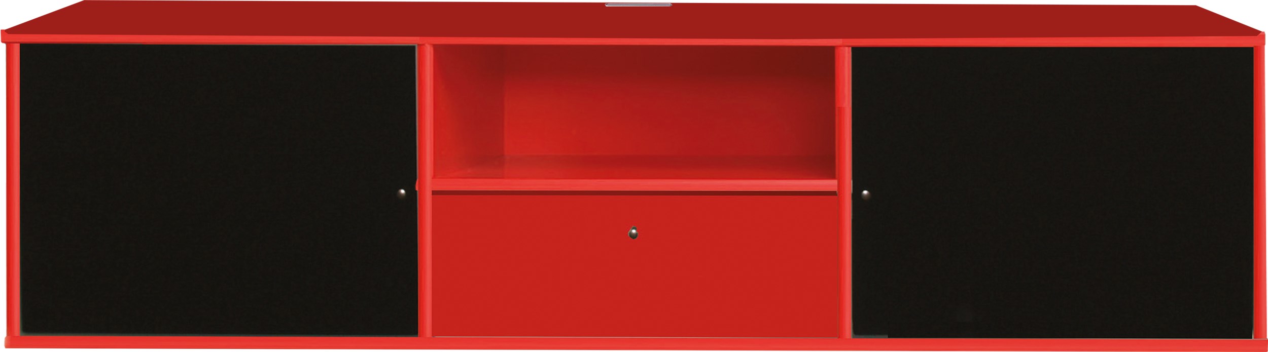 Mistral AV TV-møbel med 2 låger +1 skuffe rød/sort