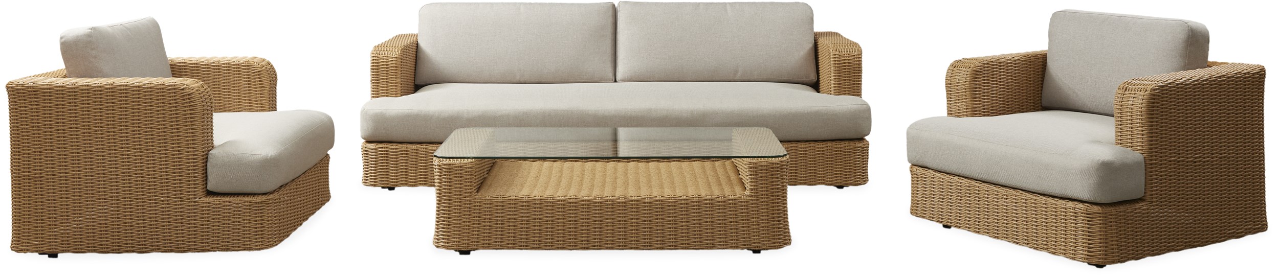 Luan Loungehavesæt med 3 pers. loungesofa, 2 stk. hvilestole og loungebord.
