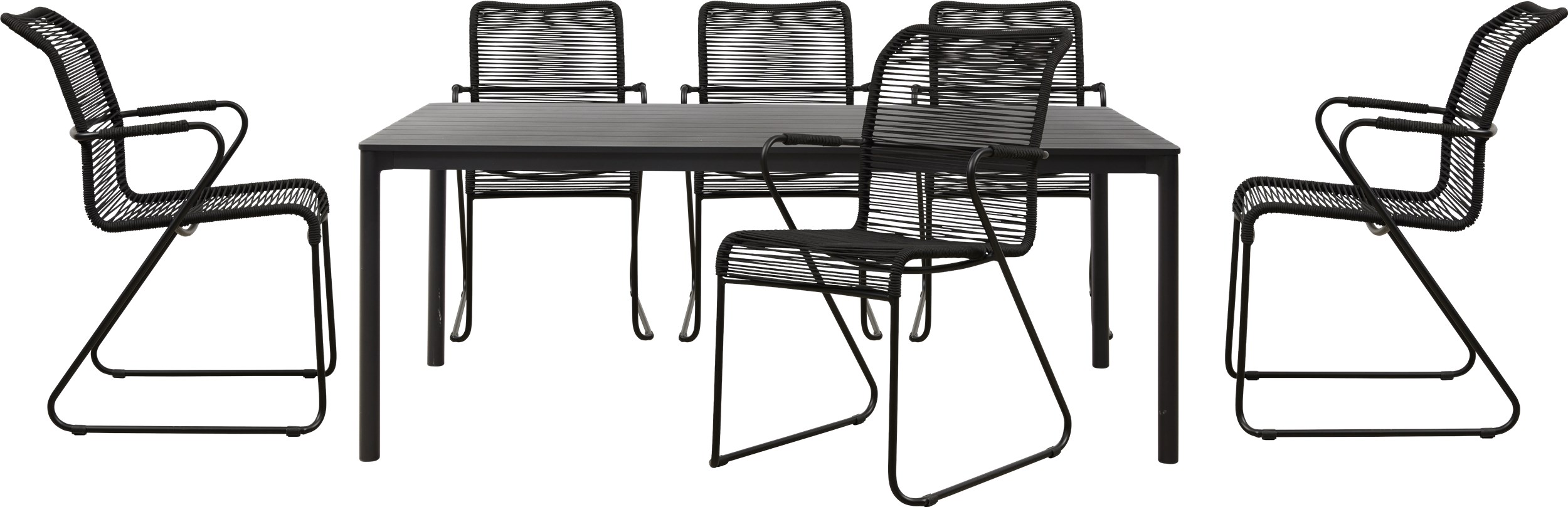 Kalani Havesæt med 1 bord + 6 stole sort