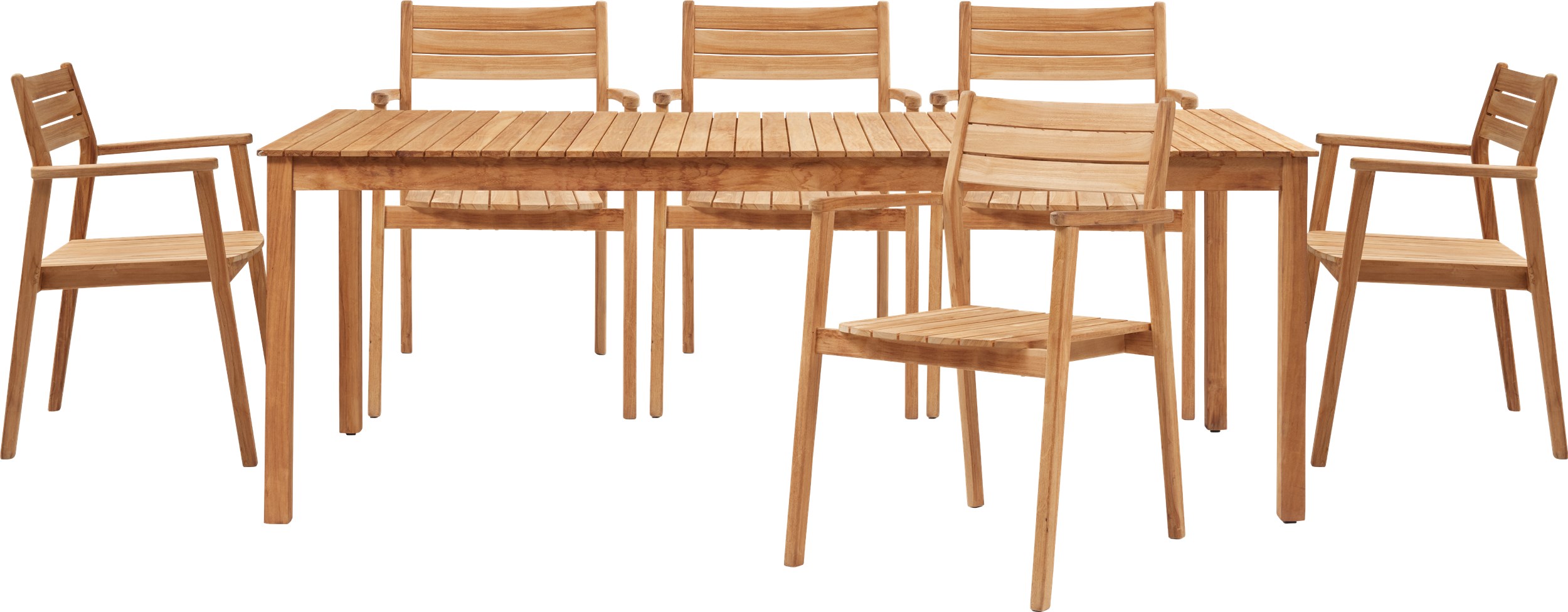 Sigrun Trädgårdsset med 1 bord + 6 stolar trä