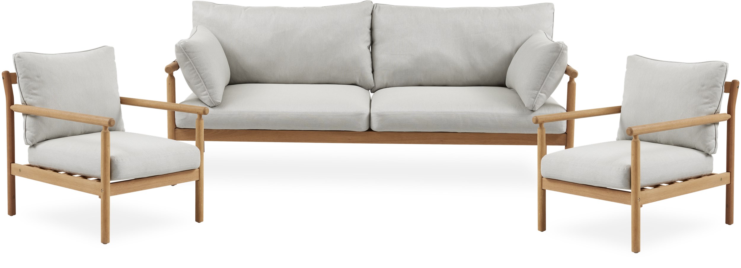 Cabo Loungeset med 1 soffa + 2 stolar ljusgrå