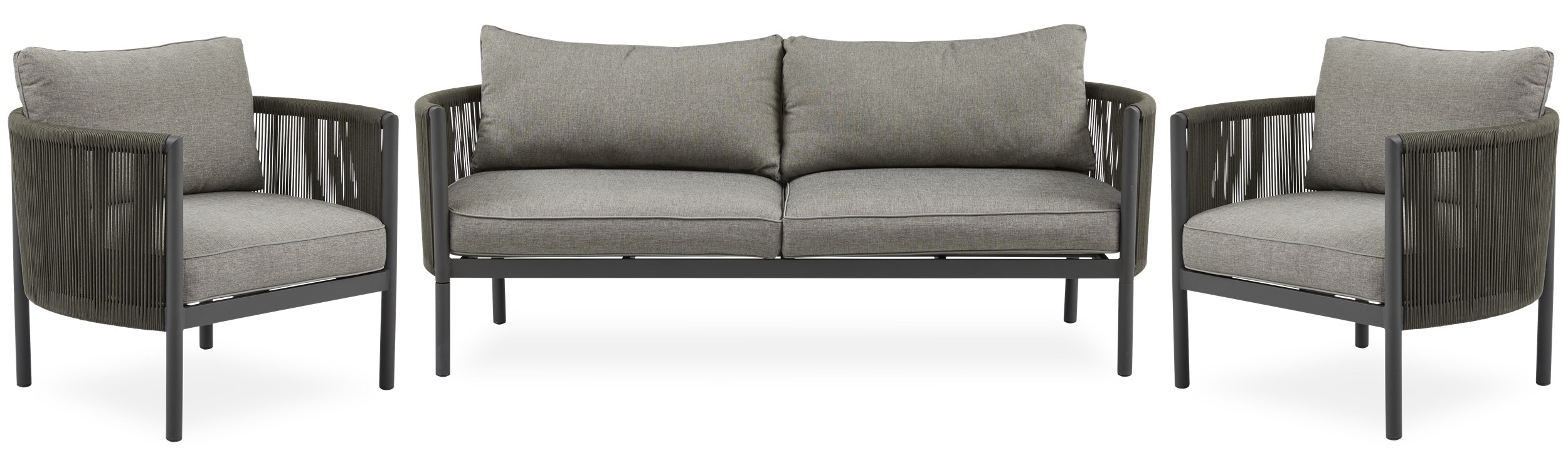 Nerissa Loungeset med 1 soffa + 1 stolar gråbrun