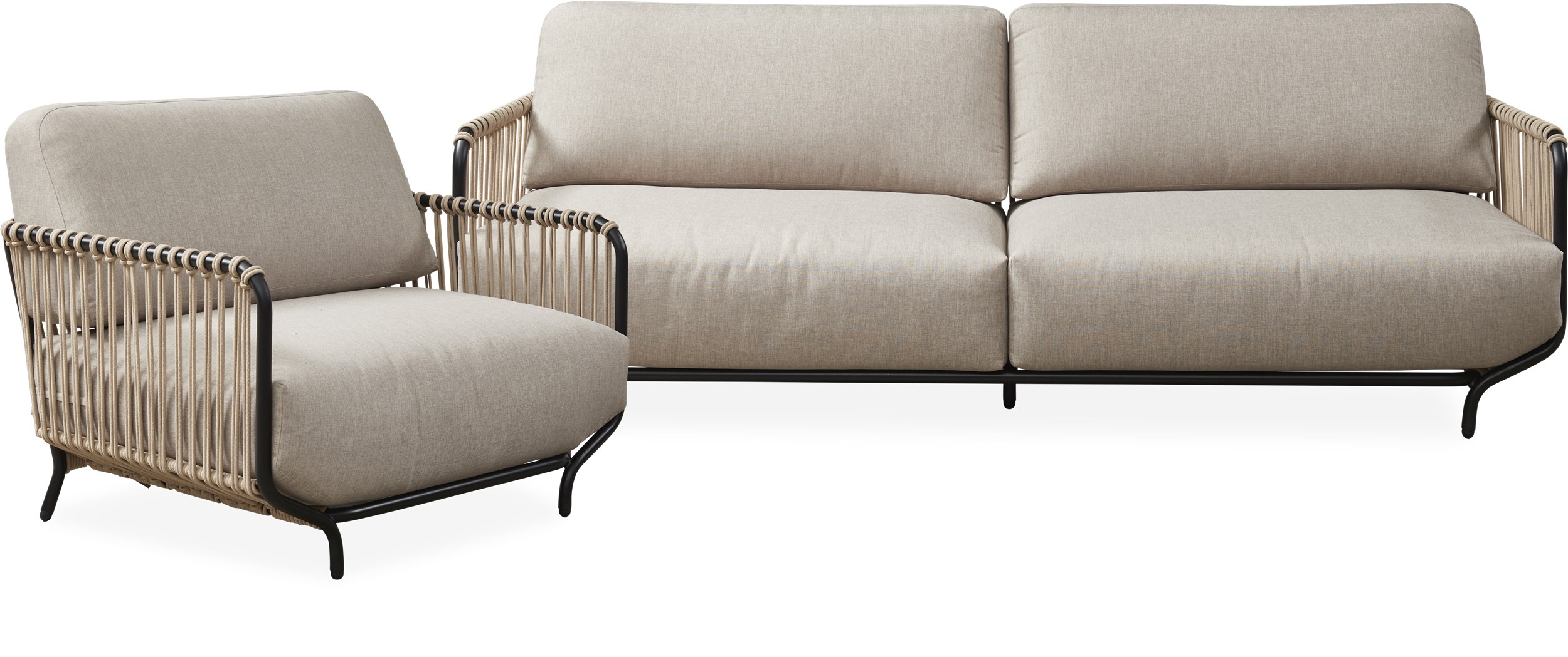 Vesina Loungehavesæt med 1 sofa + 1 stol sandfarvet