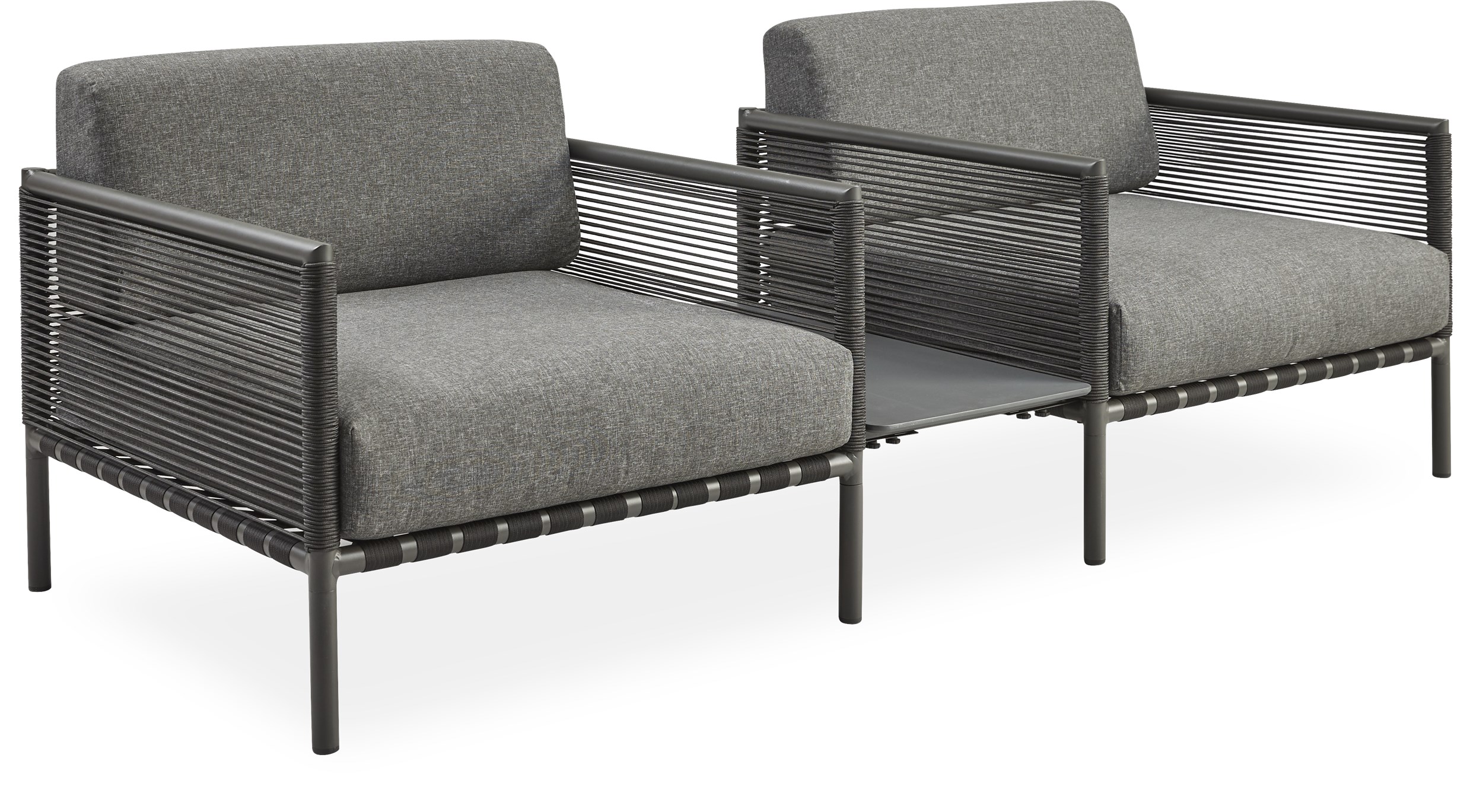 Horizon V.2 Loungehavesæt med 2 loungestole + 1 sidebord mørkegrå