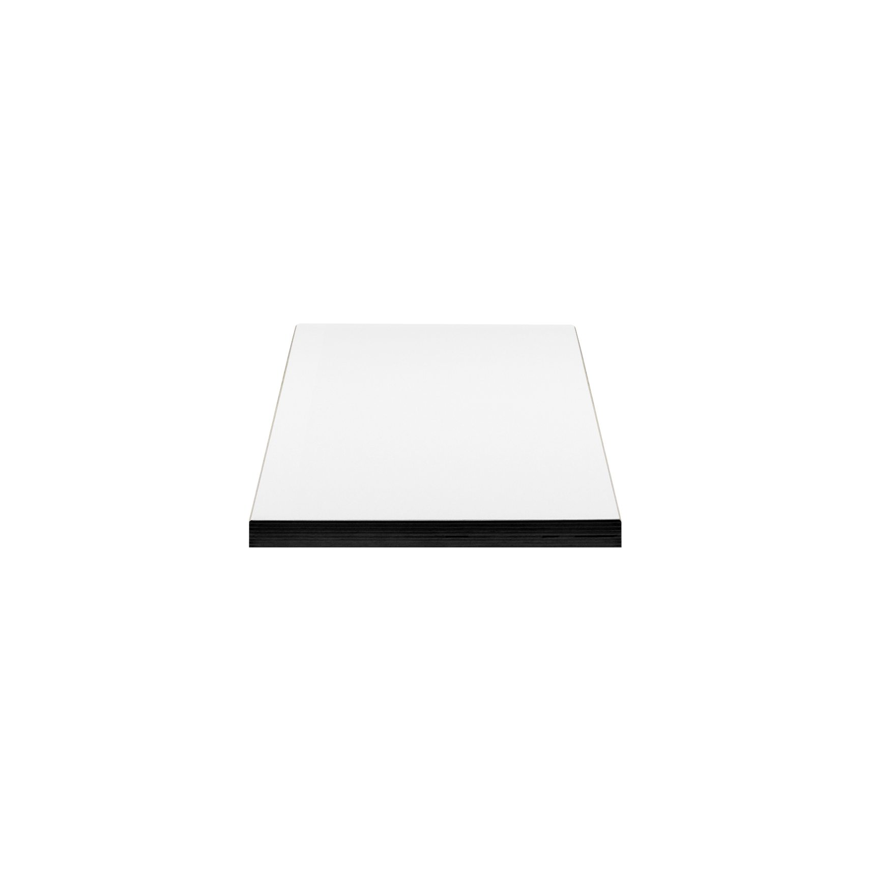 Haslev 1/2/5/7/8 Tillægsplade 48 x 2,5 x 105 cm - Top i hvid laminat og kant i sortbejdset krydsfiner