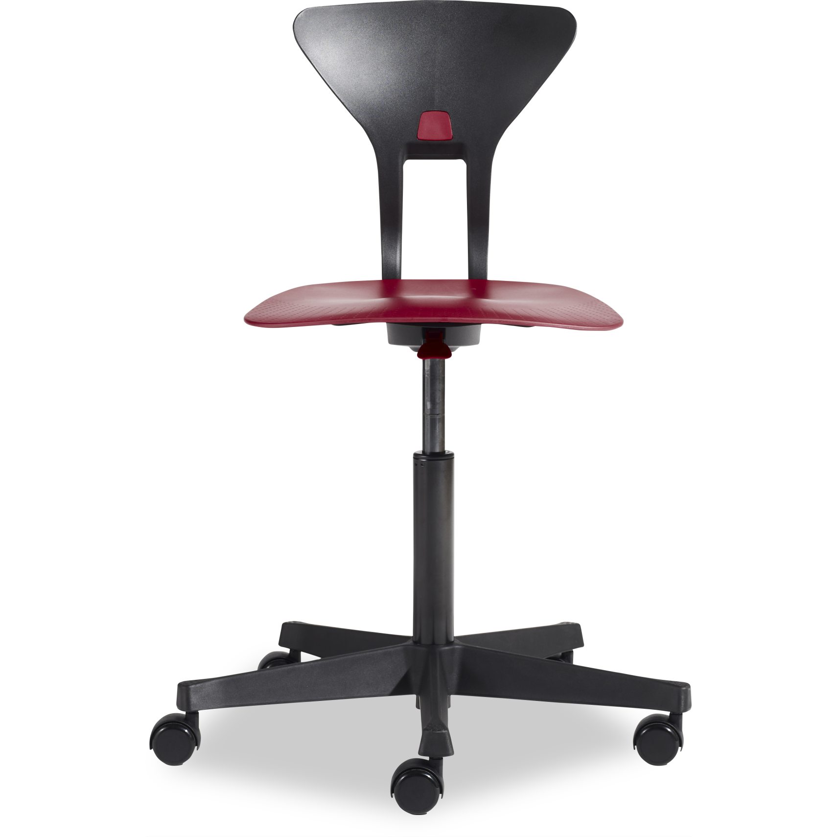 Flexa ray Kontorstol - Rød plastik sæde og sort stel