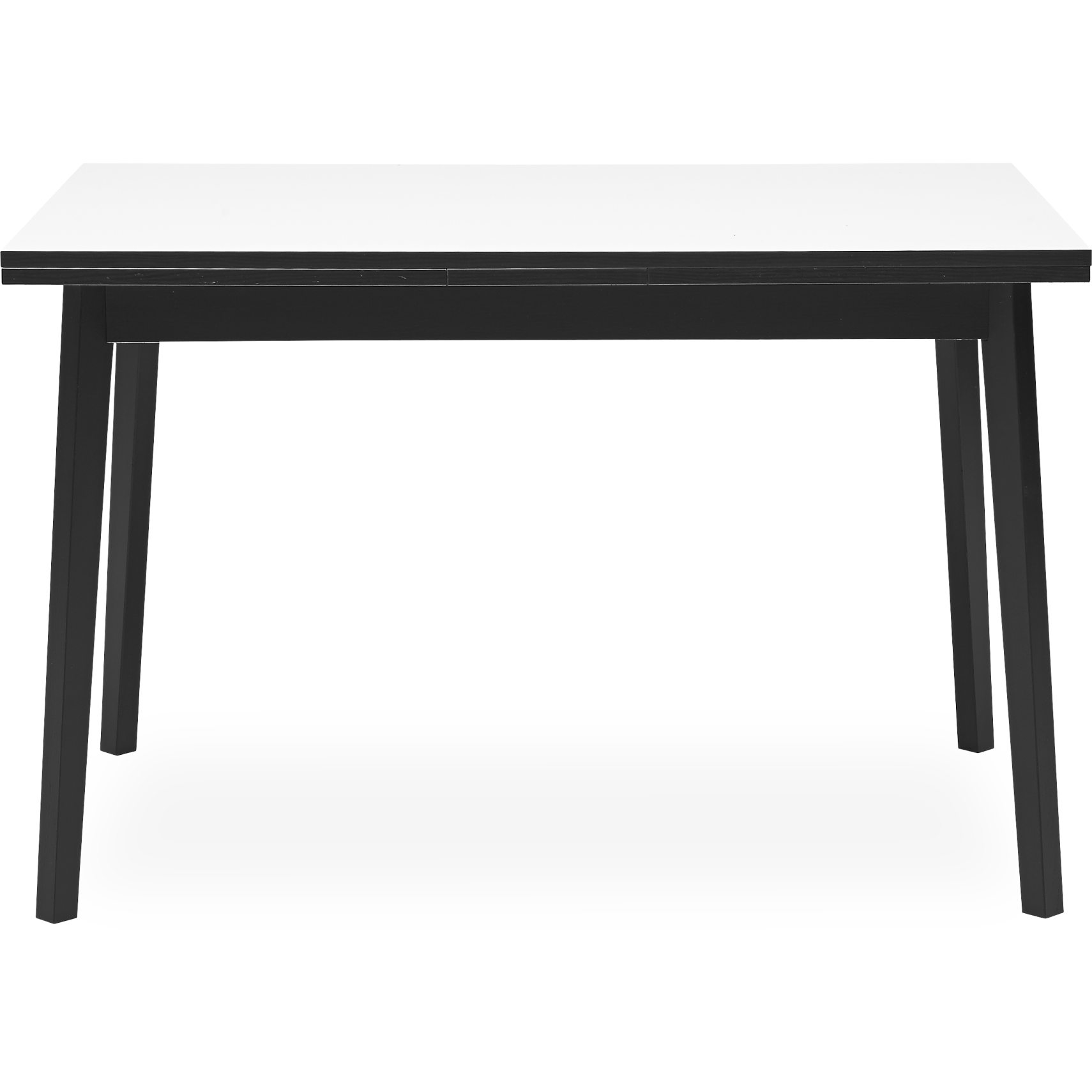 Single Spisebord 120 x 80 x 76 cm - Hvid melamin, sort kant og ben i sortbejdset eg.