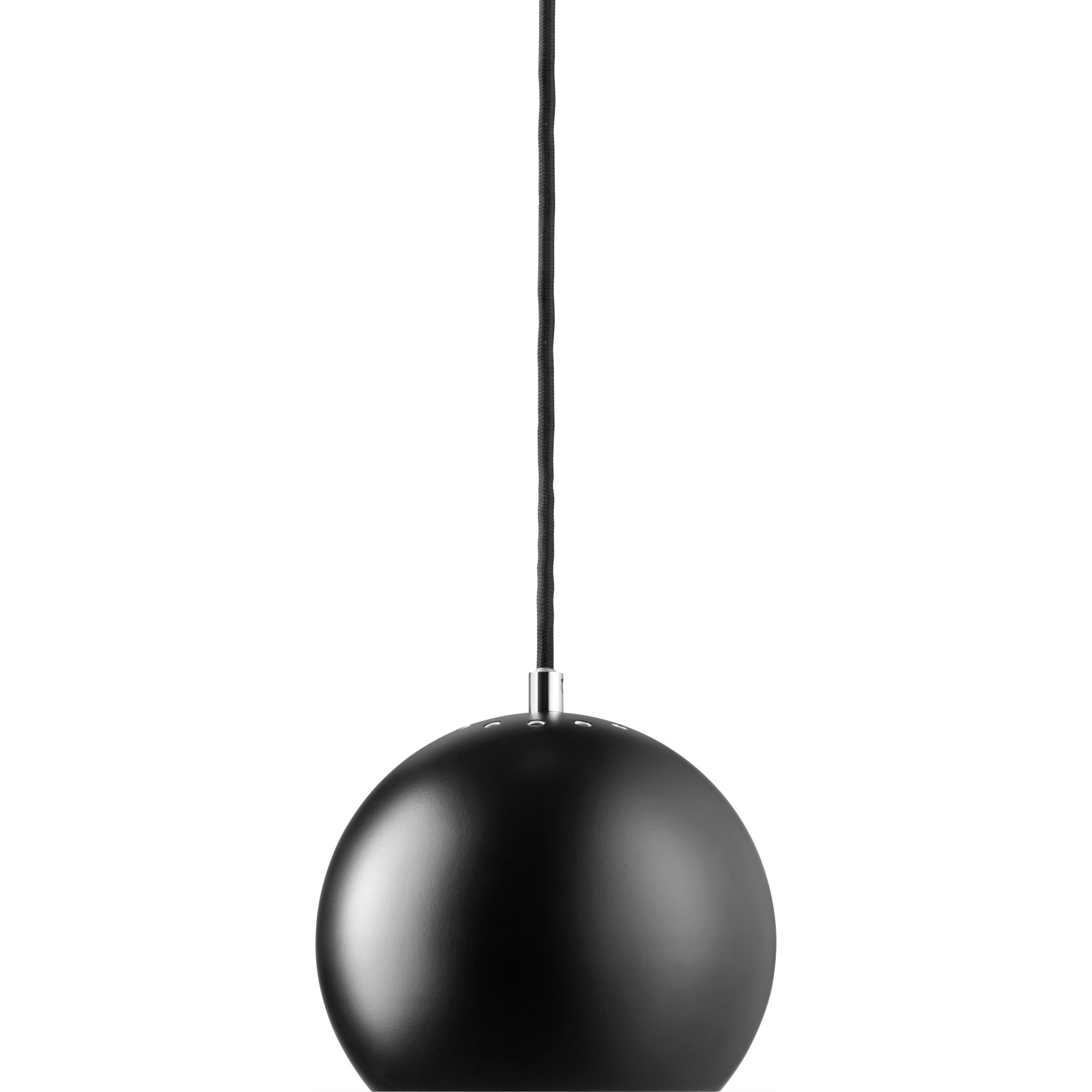 Ball Pendel 18 cm - Mat sort metalskærm og sort tekstilledning