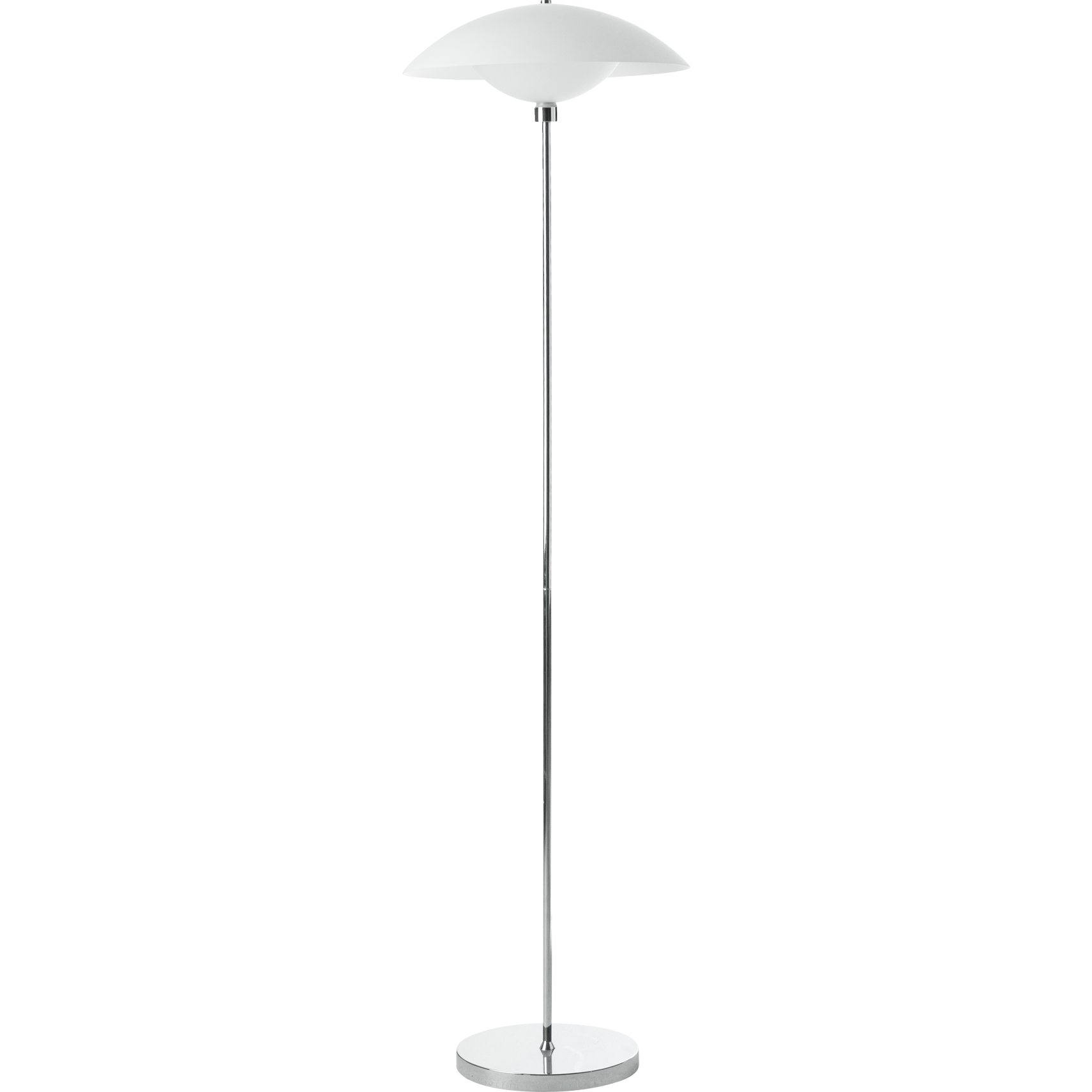 Copenhagen Gulvlampe 142 cm - Mat hvid glasskærm og krom base