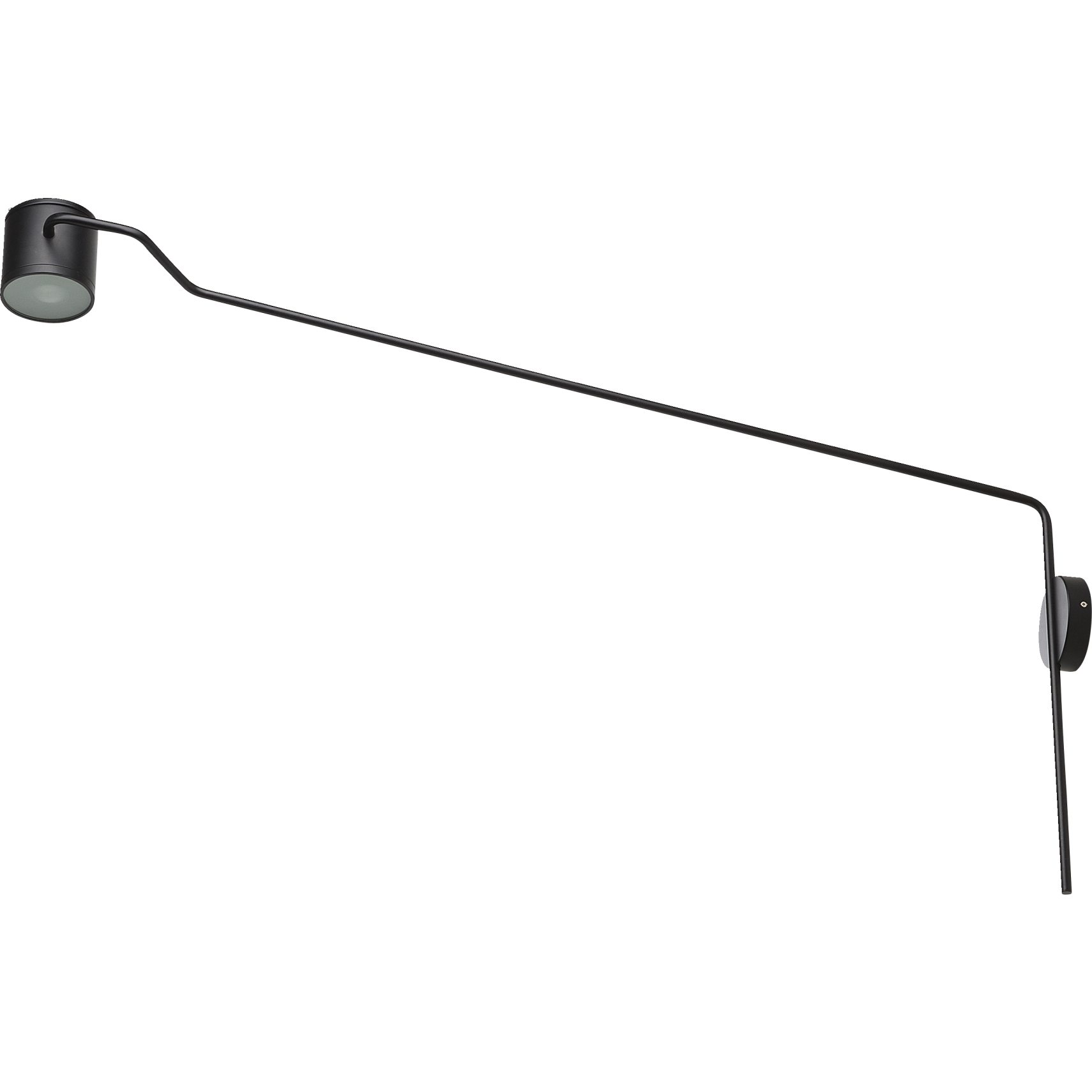 FM SPOT Væglampe 133 x 12 cm - Mat sort metalskærm og arm og sort tekstilledning