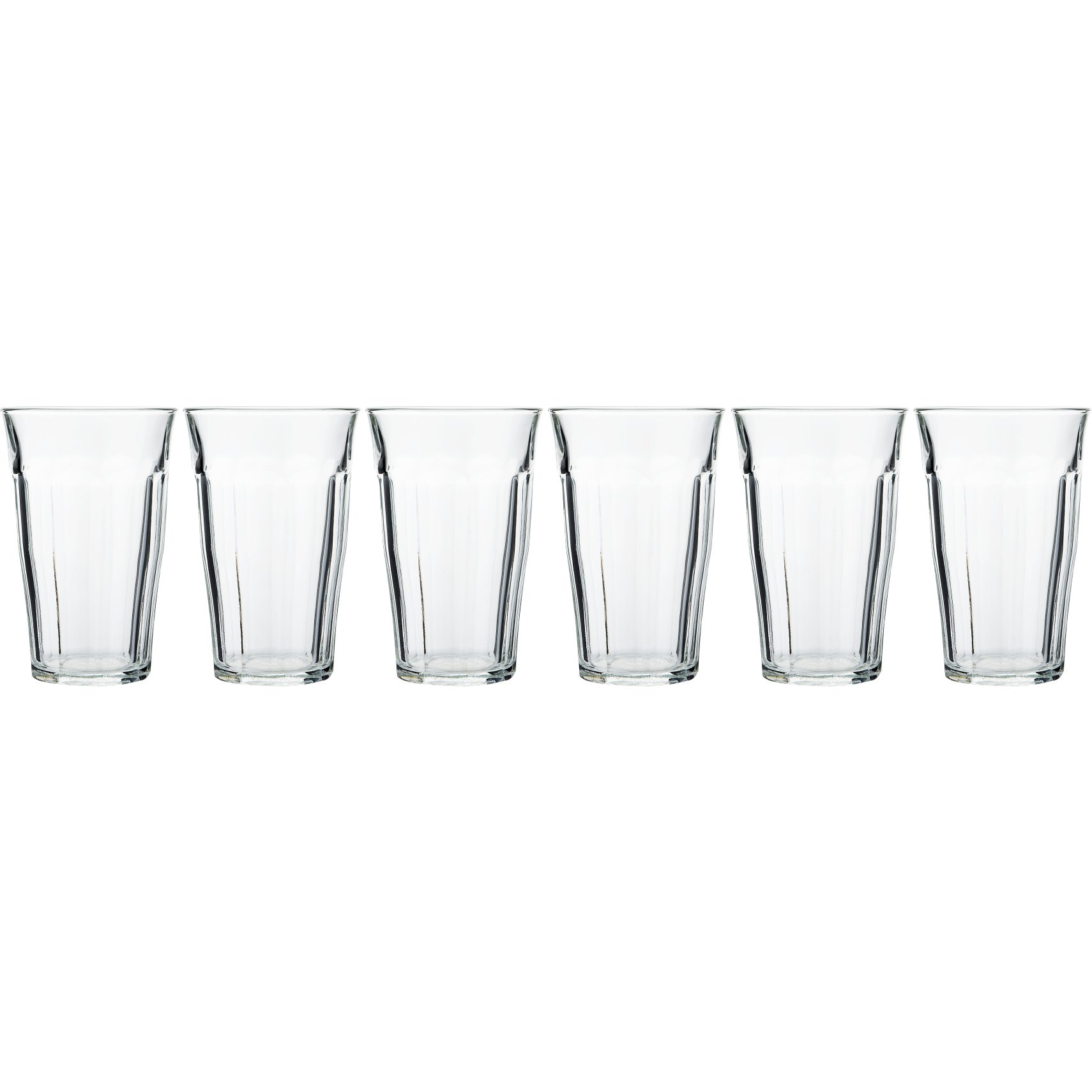 Picardie Vandglas 6 stk i æske - klar hærdet glas og sæt m/ 6stk